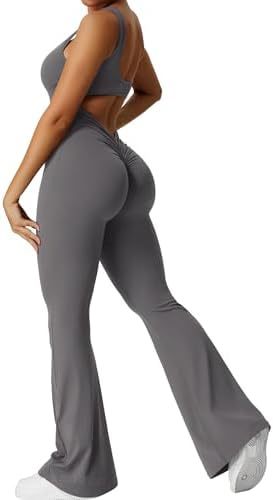 Women’s Bodycon Sleeveless Flared Active Jumpsuit