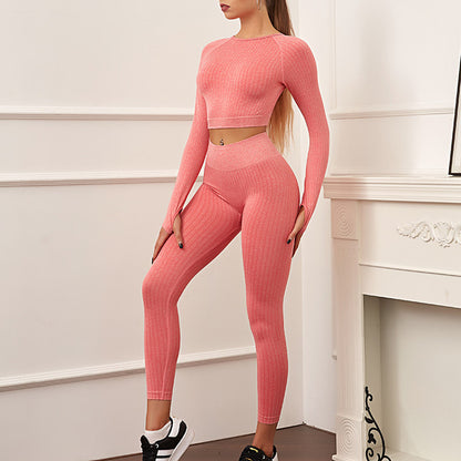 Women’s Seamless Long Sleeve Crop Top &amp; Leggings Set – Activewear