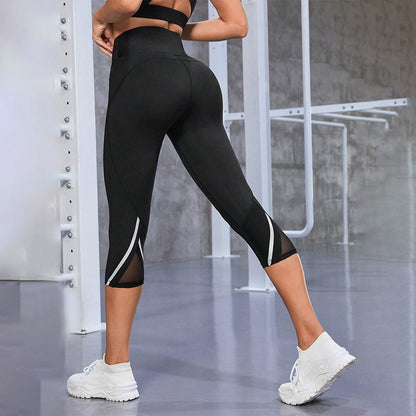 High Waist Performance Capri Leggings with Mesh Panels
