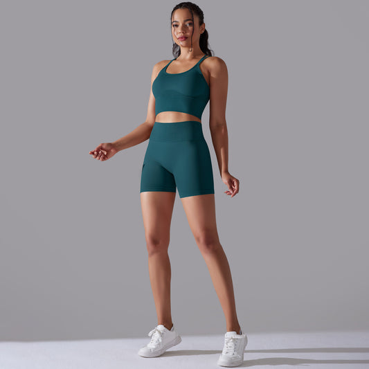 Women’s Seamless Sports Bra &amp; High-Waist Shorts Set – Gym &amp; Activewear