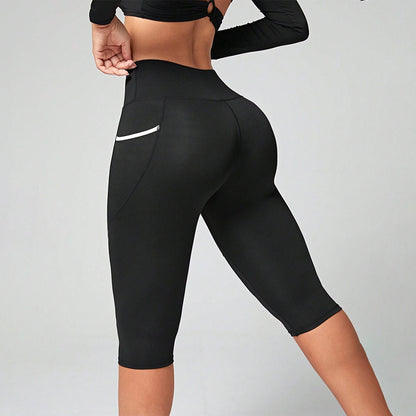 High Waist Capri Leggings with Side Pocket