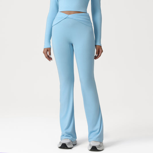 High-Waist Twist Detail Flared Leggings