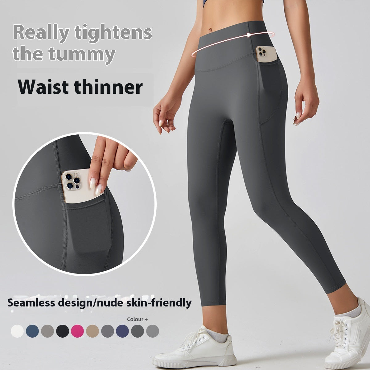 High-Waist Stretch Active Leggings with Side Pocket