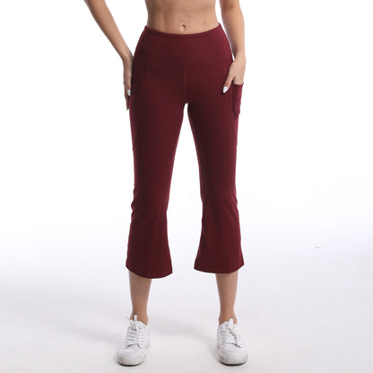 High Waist Stretch Capri Leggings with Side Pockets