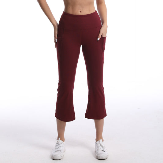 High Waist Stretch Capri Leggings with Side Pockets