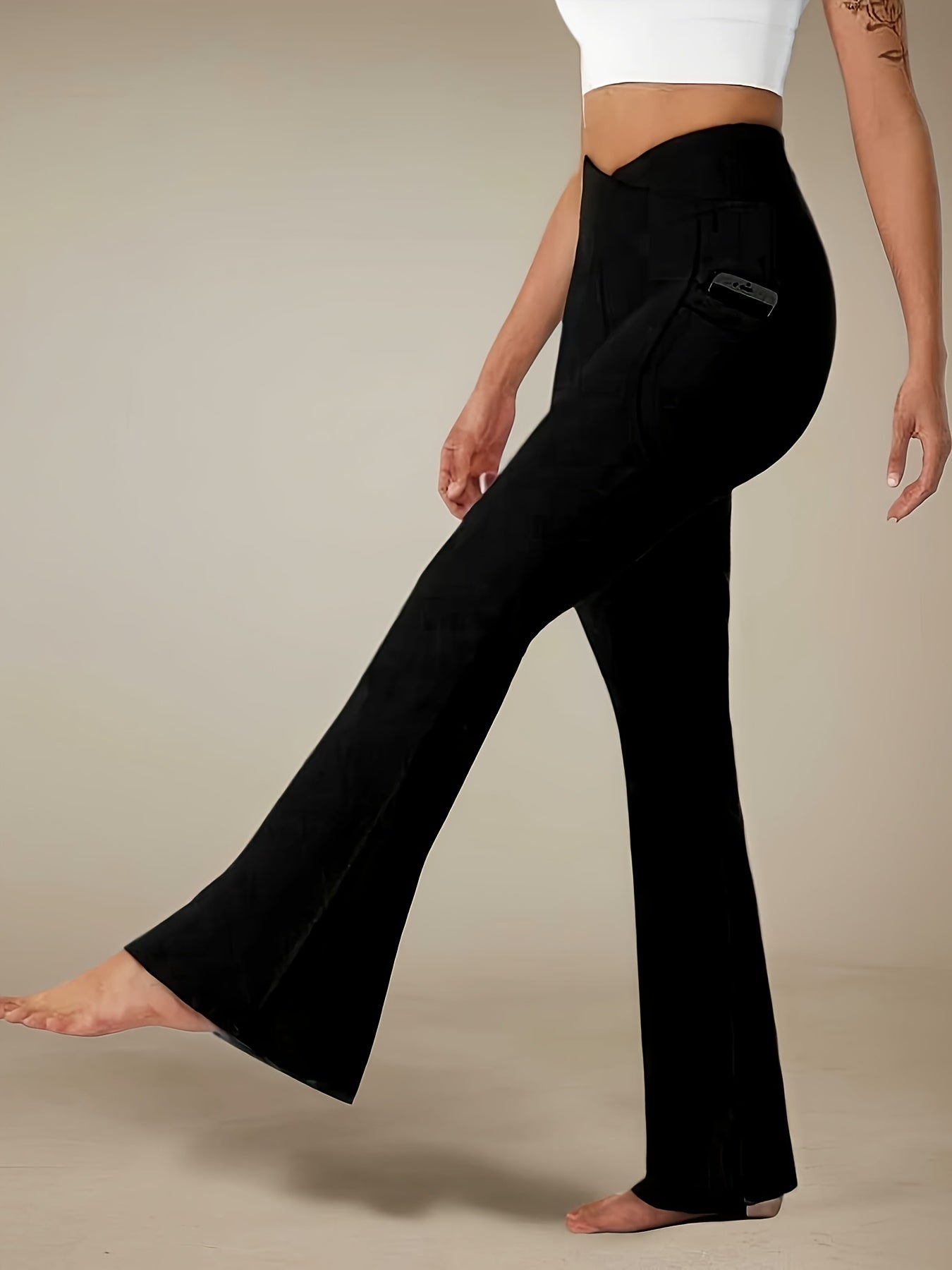 Premium High Waist Flare Leggings with Pocket