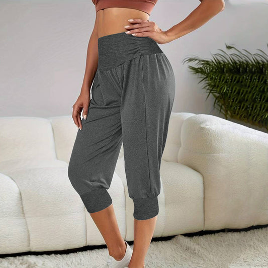 High-Waist Relaxed Fit Capri Jogger Pants