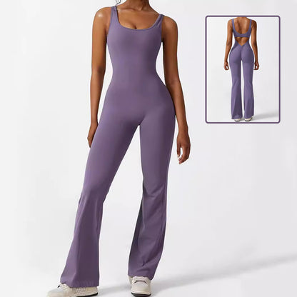 Women’s Bodycon Sleeveless Flared Active Jumpsuit