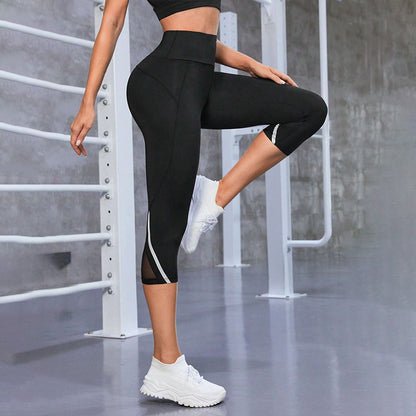High Waist Performance Capri Leggings with Mesh Panels