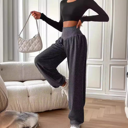High Waist Relaxed Fit Wide Leg Lounge Pants