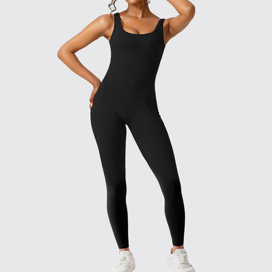 Women’s Scoop-Neck Backless Active Jumpsuit | Seamless Sculpting One-Piece