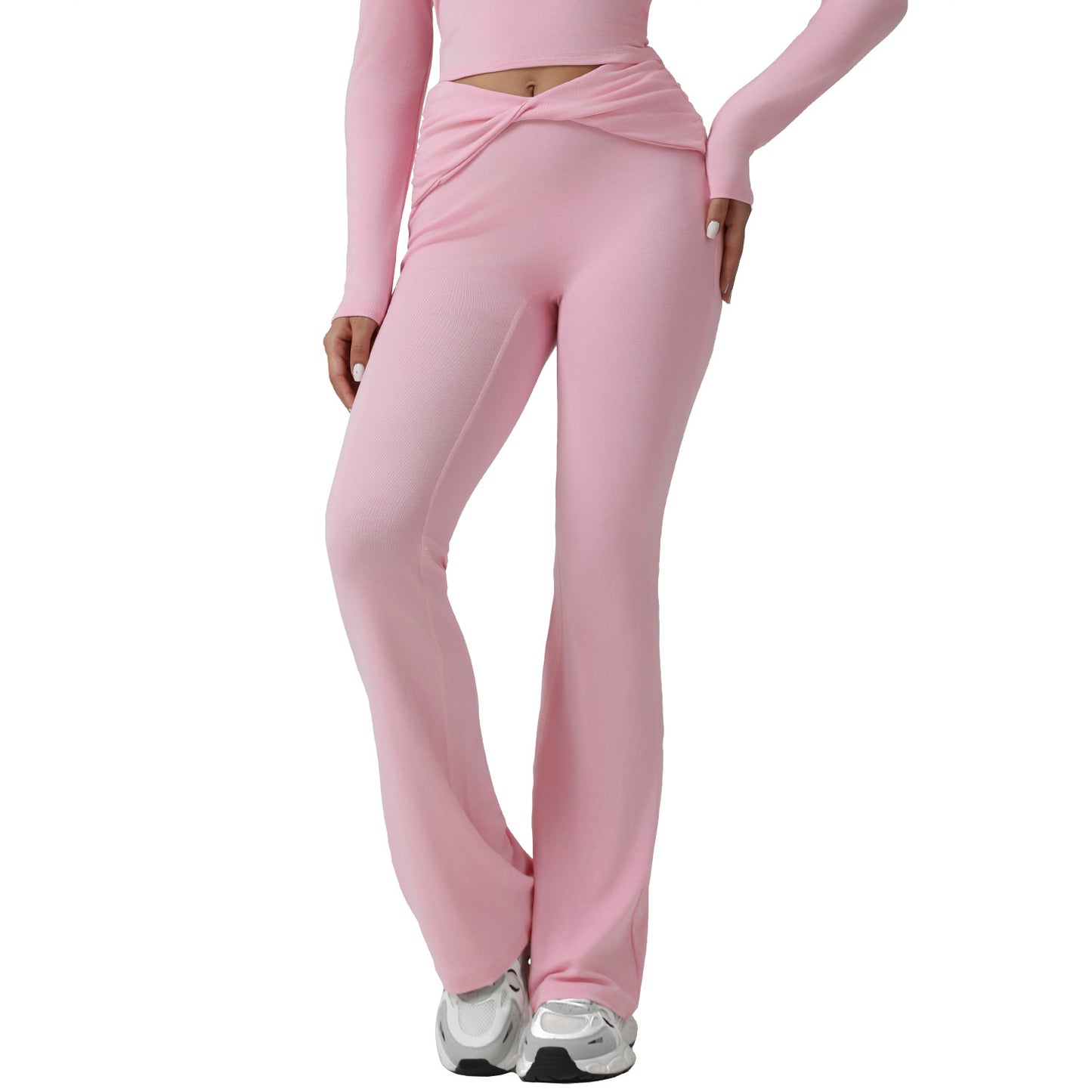 High-Waist Twist Detail Flared Leggings