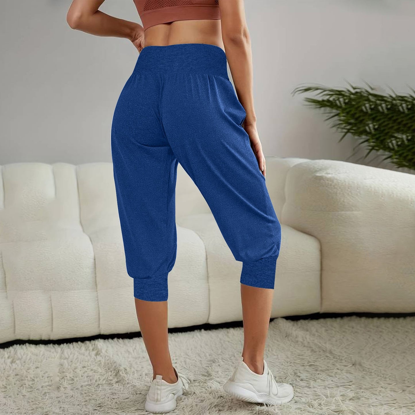 High-Waist Relaxed Fit Capri Jogger Pants