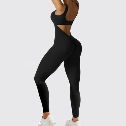 Women’s Scoop-Neck Backless Active Jumpsuit | Seamless Sculpting One-Piece