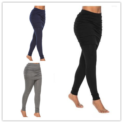 Ruched Waist Skirted Slim Fit Leggings