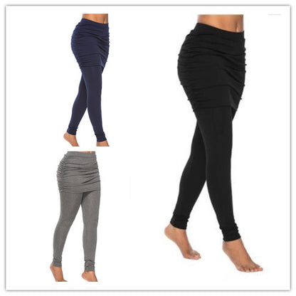 Ruched Waist Skirted Slim Fit Leggings