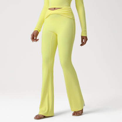 High-Waist Twist Detail Flared Leggings