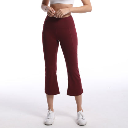 High Waist Stretch Capri Leggings with Side Pockets