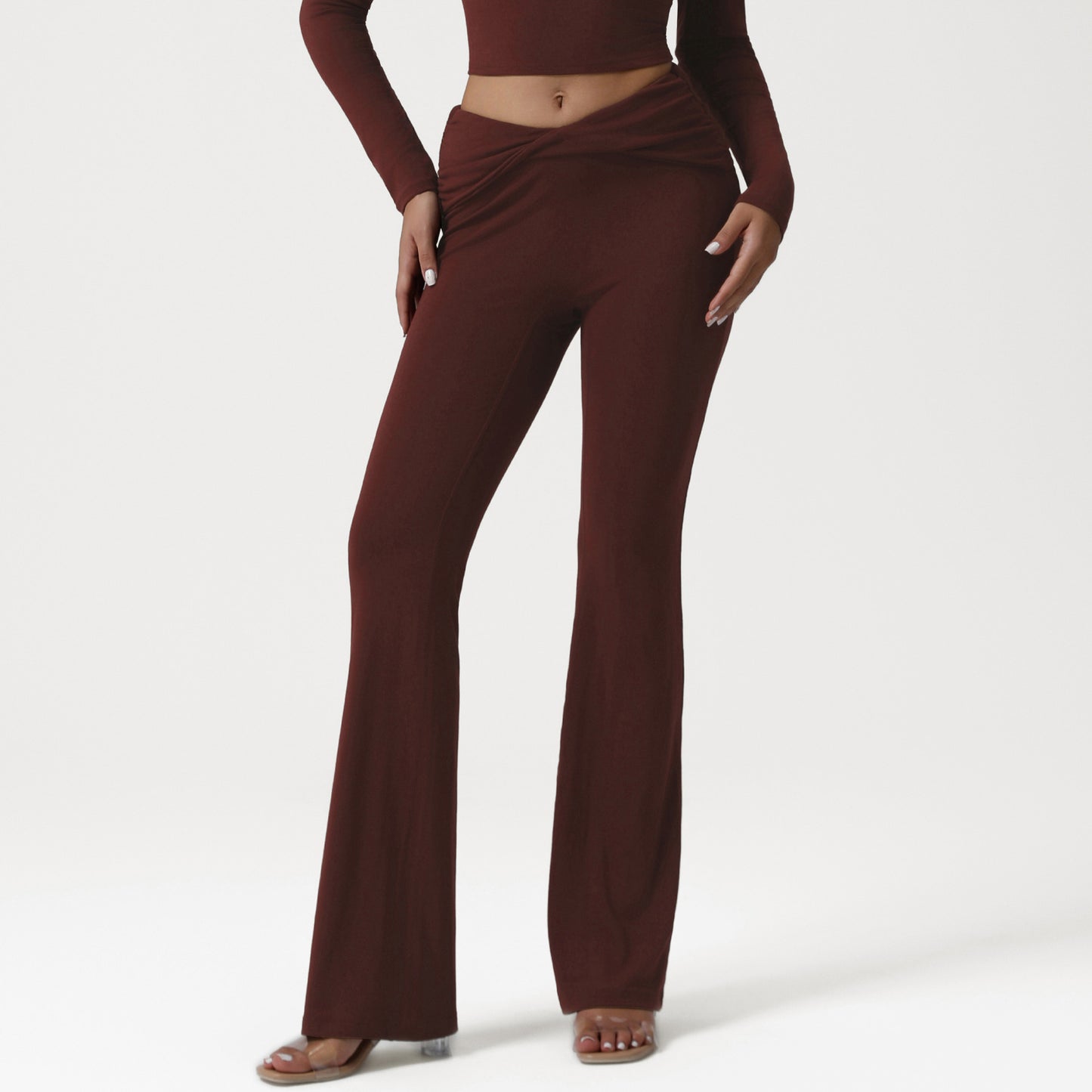 High-Waist Twist Detail Flared Leggings