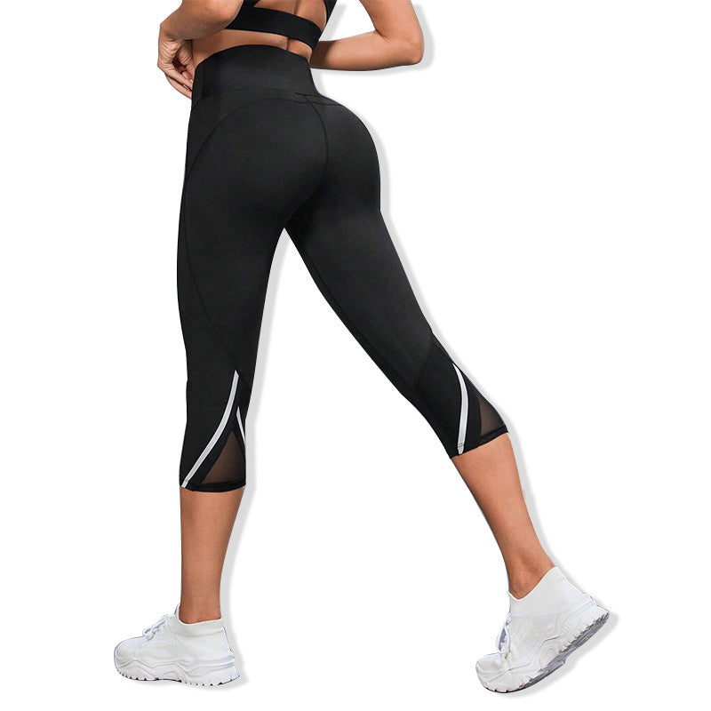 High Waist Performance Capri Leggings with Mesh Panels