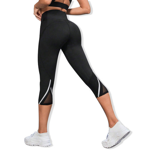 High Waist Performance Capri Leggings with Mesh Panels