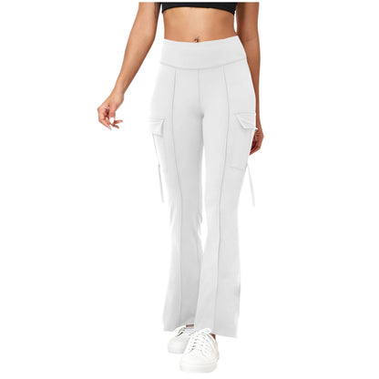 High-Waist Flare Cargo Leggings with Utility Pockets