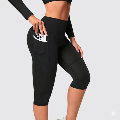 High Waist Capri Leggings with Side Pocket