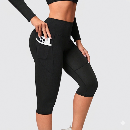 High Waist Capri Leggings with Side Pocket