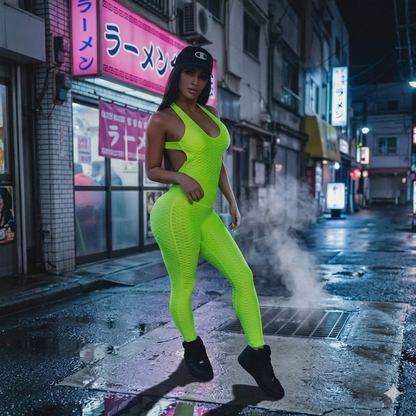 Women’s 3D Textured Open-Back Performance Bodysuit