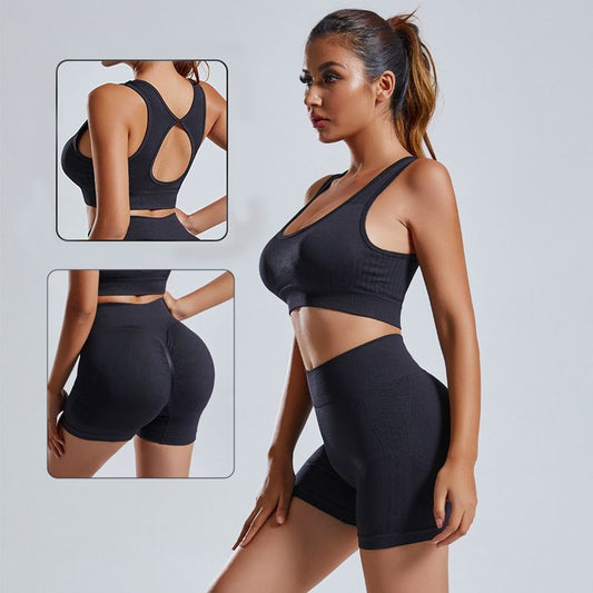 Women’s Seamless Racerback Sports Bra &amp; Scrunch-Detail Shorts Set