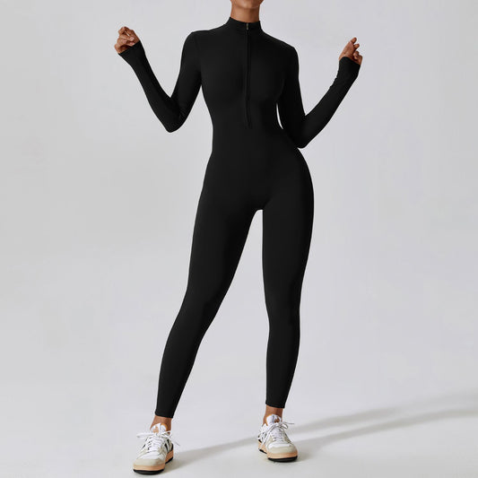 Long-Sleeve Active Jumpsuit | Zip-Front Performance Wear