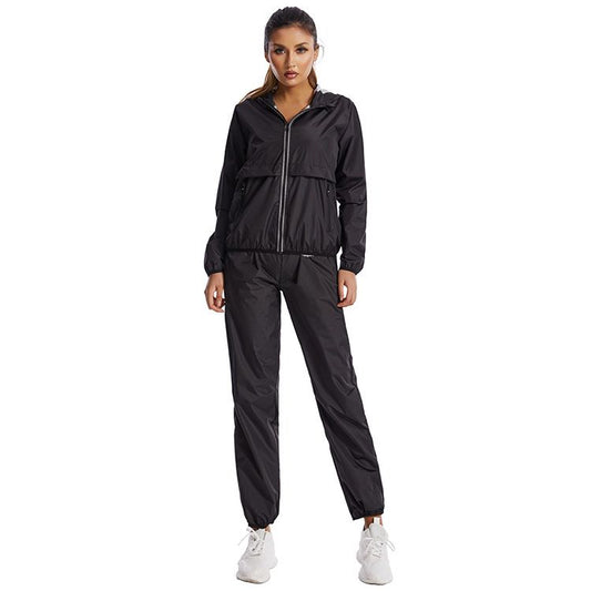 Women’s Lightweight Windbreaker Jacket &amp; Pants Set – Activewear Tracksuit