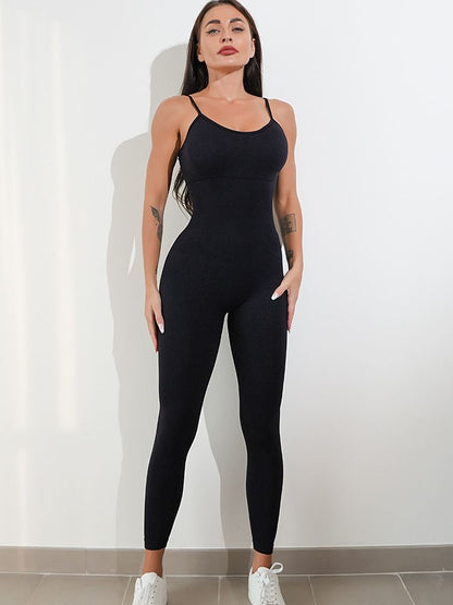 Women’s Body Fit Sleeveless Jumpsuit – Stretchy Fitness &amp; Activewear