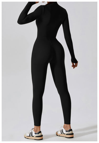 Long-Sleeve Active Jumpsuit | Zip-Front Performance Wear