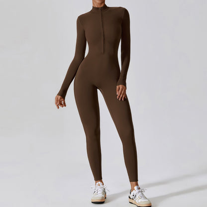 Long-Sleeve Active Jumpsuit | Zip-Front Performance Wear