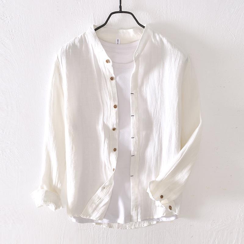 Linen Leisure Long Sleeve Solid Color Shirt